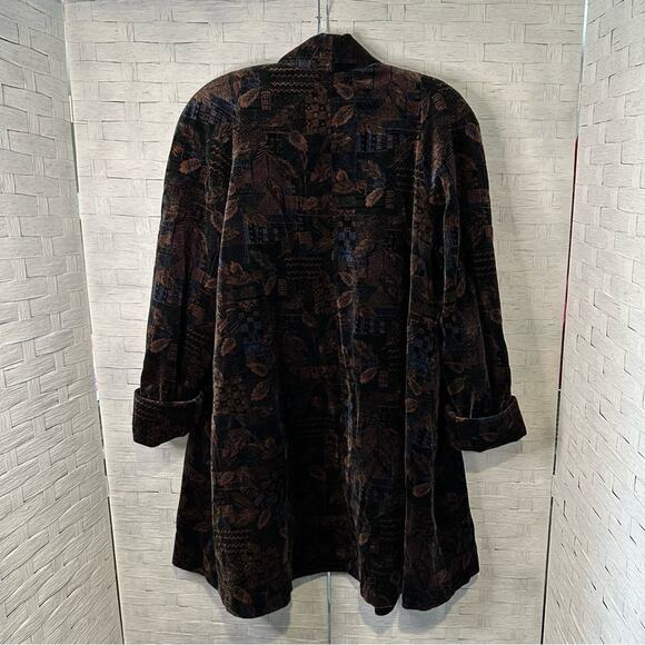 Vintage J.L. deBALL Portrait Velvet Winter Long Coat Mixed Print Size Small - Picture 6 of 6